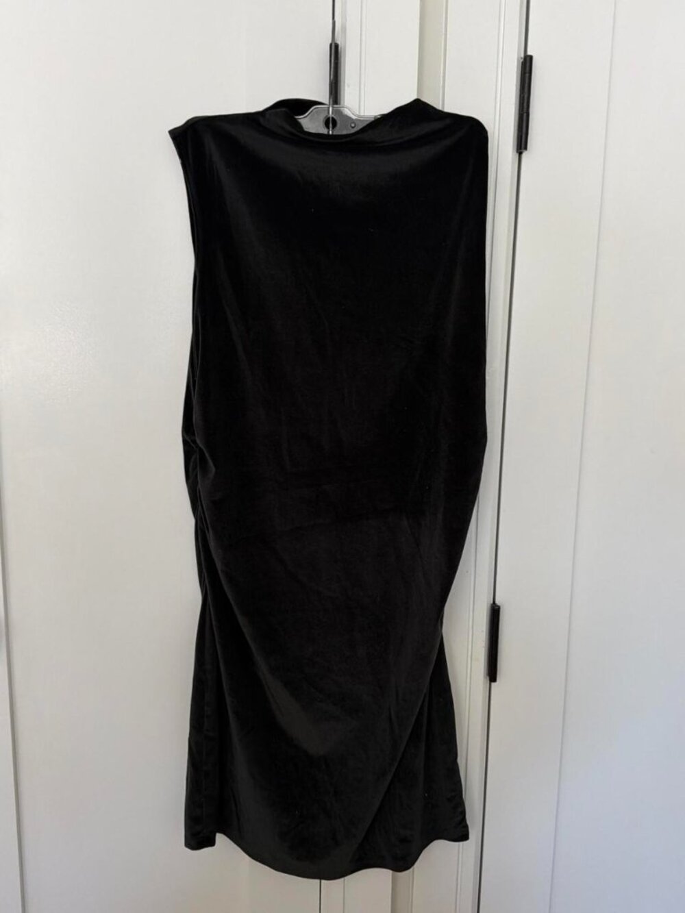 Nordstrom Black Velvet Midi Dress with Cowl Neck and Side Slit
